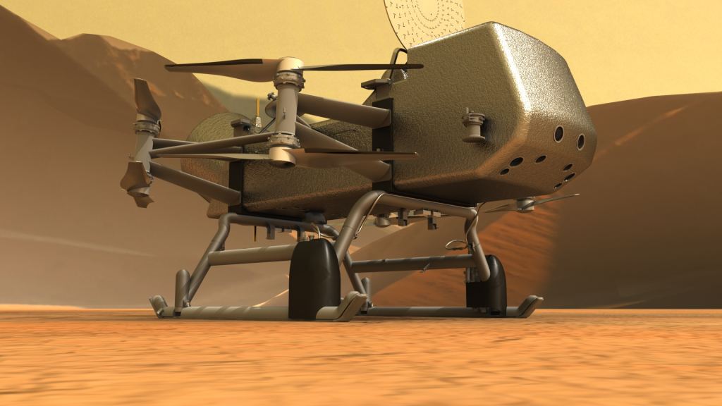 Artist's Impression of Dragonfly on Titan’s surface. 