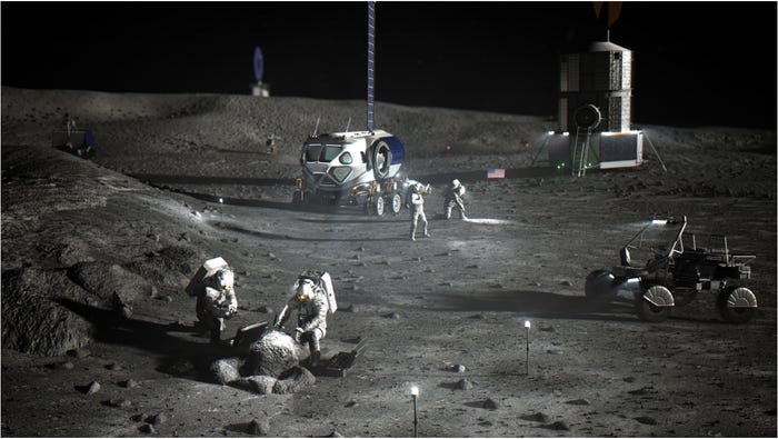 Illustration of a lunar south pole base.
