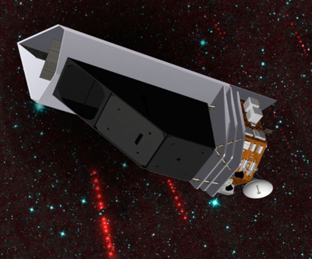 NEO'ları tespit etmek ve kataloglamak için tasarlanmış bir uzay teleskopu olan NEO Surveyor'un bir sanatçının illüstrasyonu. Resim Kredisi: NASA/JPL