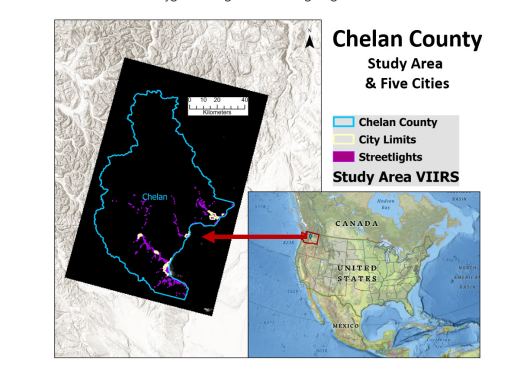 Map of Chelan County and where its street lights are located.