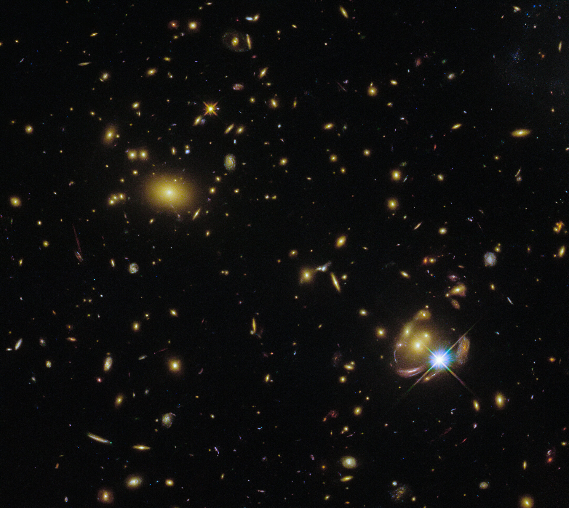 A Gravitational Lens Shows the Same Galaxy Three Times