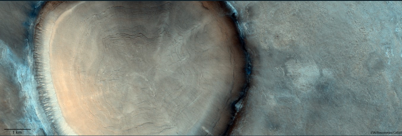 Rings Inside a Martian Crater Reveal its Ancient History