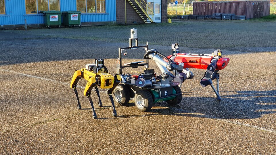 Two of the walking rovers and one of the wheeled rovers that took part in the challenge. Image Credit: ESA-M. Sabbatini