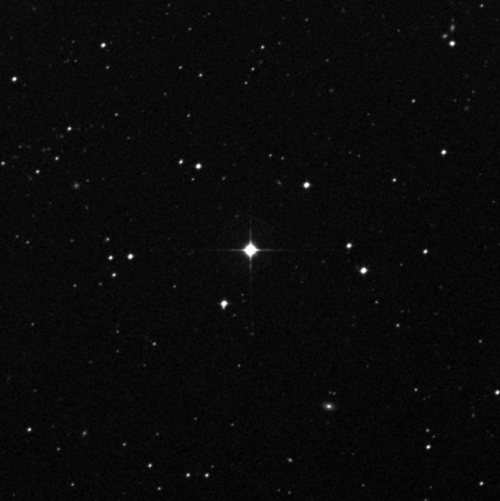 The star HD 222925 is a ninth-magnitude star located toward the southern constellation Tucana. Astronomers detected 65 different chemical elements in the star, which is the most detected in a star other than the Sun, which contains 67 different elements. Image Credit: The STScI Digitized Sky Survey