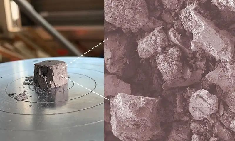 SEM image of the simulated lunar regolith geopolymer.