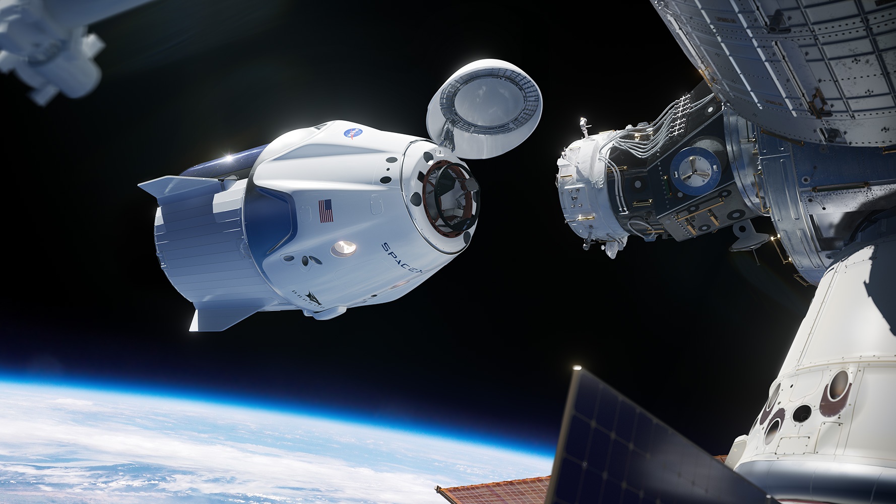 Illustration: SpaceX Crew Dragon at ISS