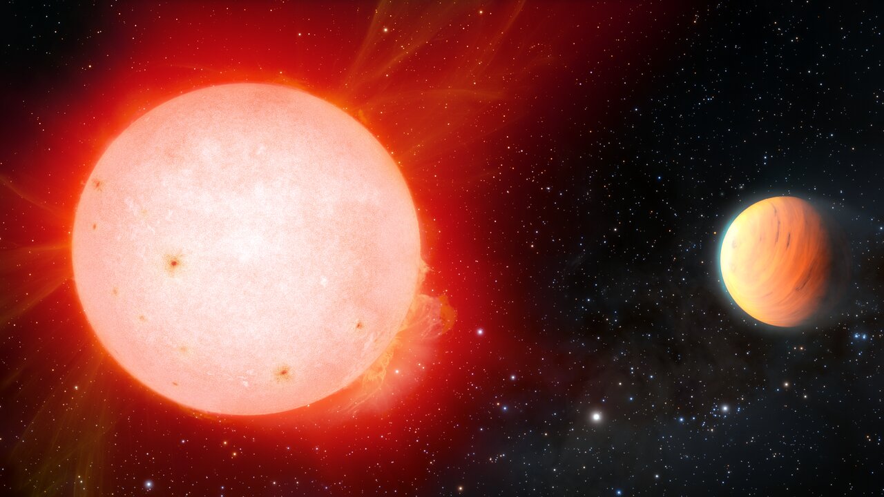 a gas giant orbiting a red dwarf star