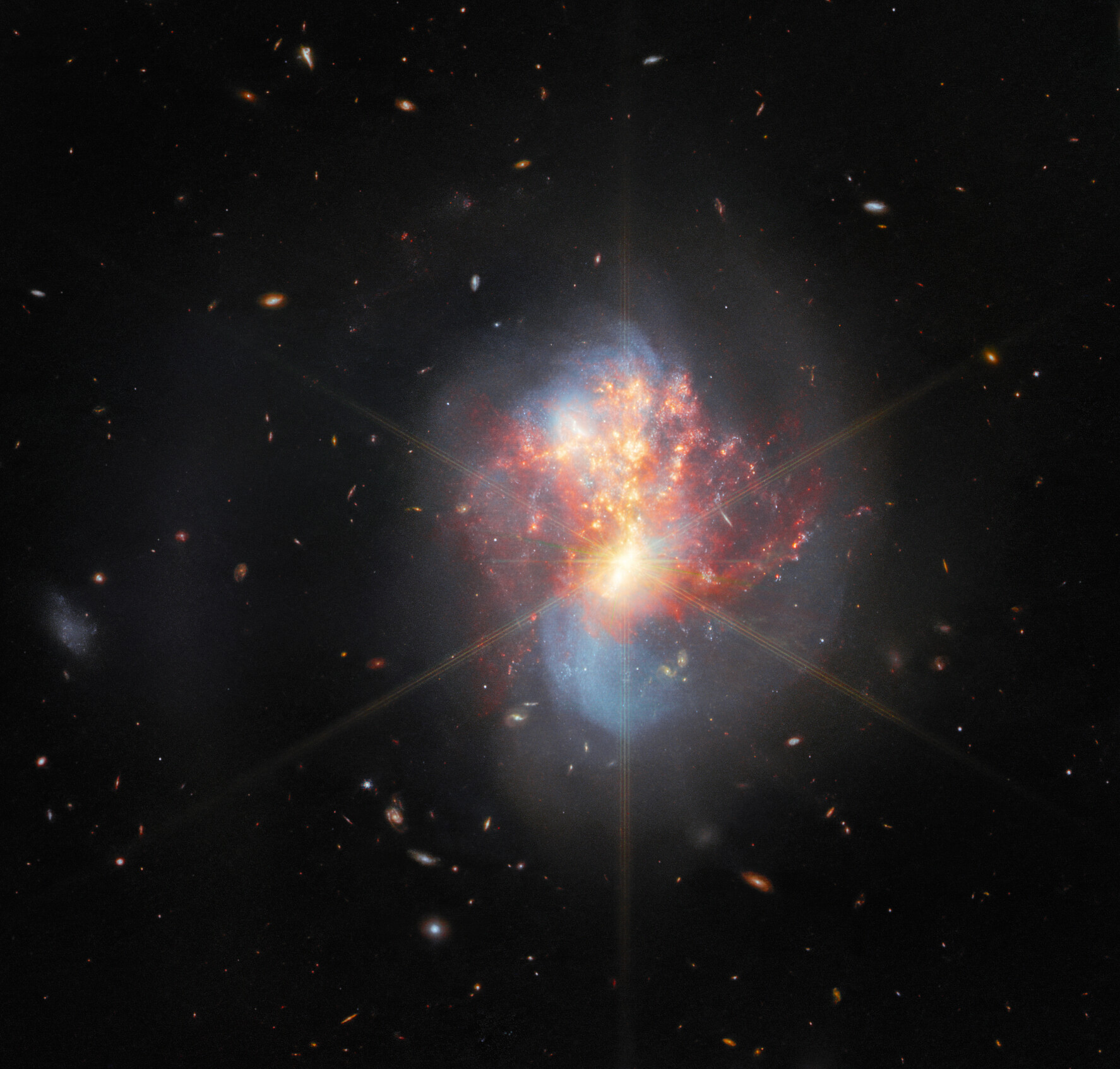 Webb and Hubble Peer Into the Wreckage of a Galactic Collision