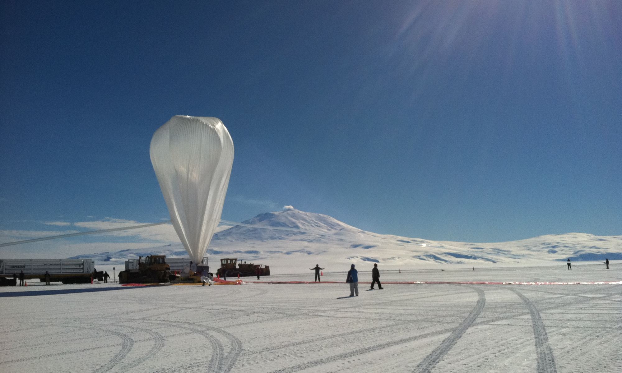 Flying high over Antarctica, a NASA long duration balloon has broken the record for longest flight by a balloon of its size. Credits: NASA/BPO