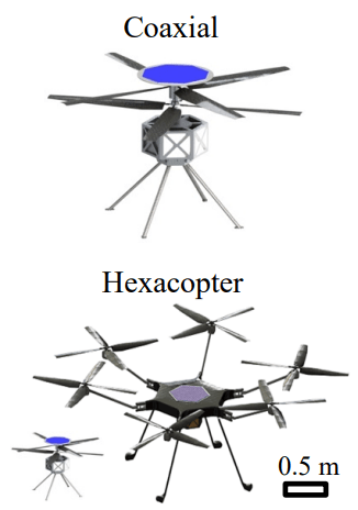 The NASA MSH white paper considered two rotorcraft concepts;  a coaxial and a hexacopter.  Image credit: NASA.