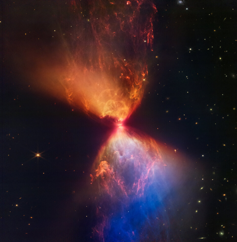 The James Webb Space Telescope revealed features of the protostar L1527 with its Near Infrared Camera (NIRCam), providing insight into the formation of a new star. This new study is based on ALMA and JVLA observations of the same object. Image Credit: NASA, ESA, CSA, and STScI, J. DePasquale (STScI), CC BY-SA 3.0 IGO