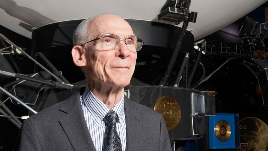 Ed Stone in 2019, in front of a scale model of the Voyager spacecraft at NASA's Jet Propulsion Laboratory. Credit: NASA/JPL-Caltech.