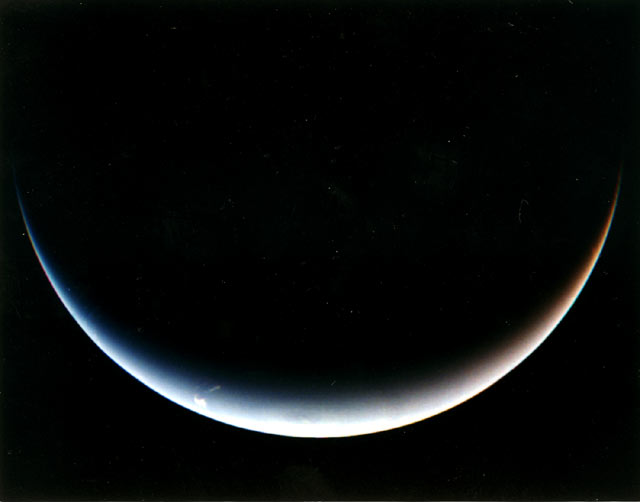 Voyager 2 caught this view of Neptune's south pole as it left the planet behind. Image Credit: NASA/JPL