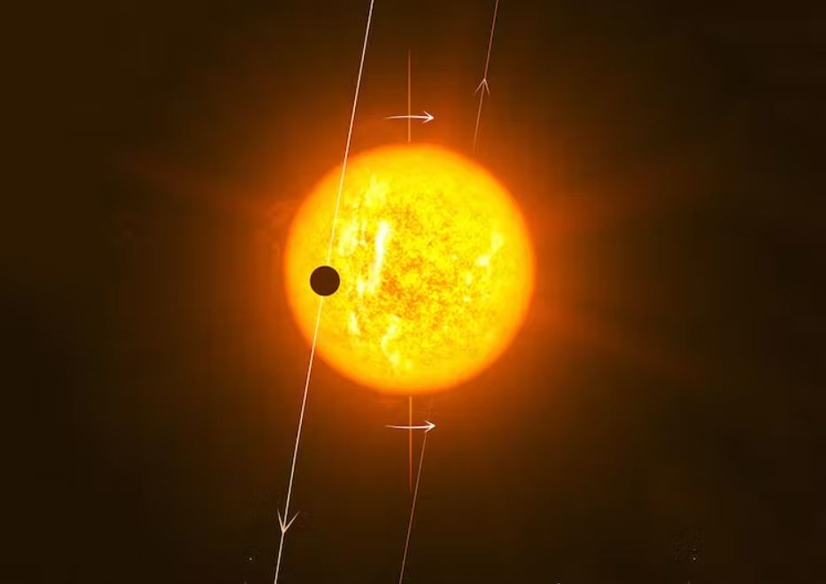 This is an artist's illustration of the exoplanet WASP-79 b, another hot Jupiter in a polar orbit around its star. Image Credit: ESO/B. Addison