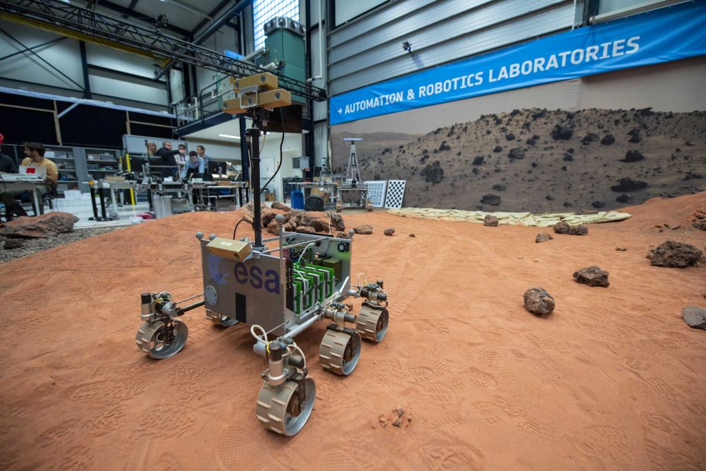 This image shows the ESA's ExoTer rover, which stands for ExoMars Testing Rover. It's a half-scale engineering version of the rover used to test its systems. Image Credit: ESA