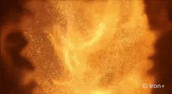 Here's what it looks like when iron dust is burned in a controlled chamber. It gives off heat and light. This is the process of discrete burning. Courtesy ESA. 