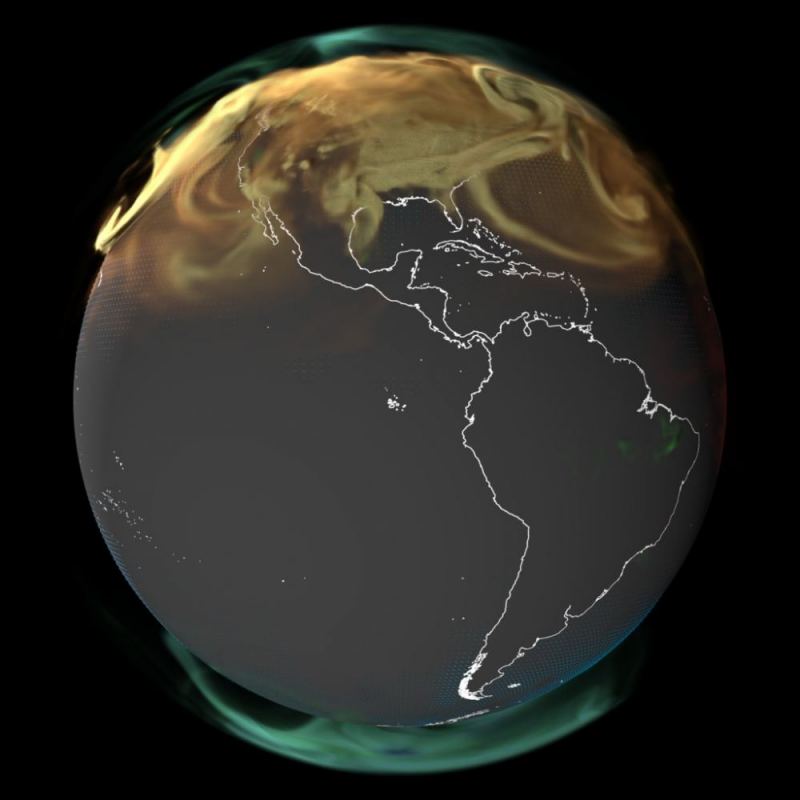 A map of carbon dioxide in atmosphere from various sources during 2021. CourtesyNASA's Scientific Visualization Studio