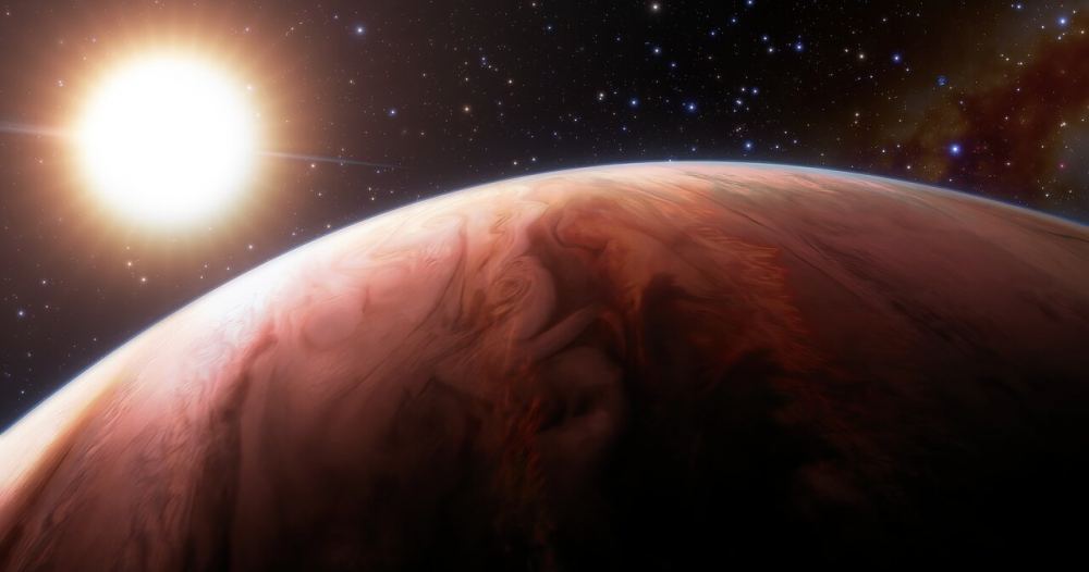 An artist's impression of WASP-76b, a planet with an atmosphere so hot it vaporizes metals. Courtesy: International Gemini Observatory/NOIRLab/NSF/AURA/J. da Silva/Spaceengine/M. Zamani