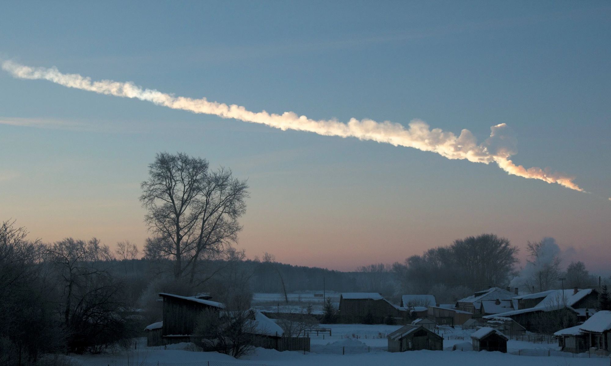 Vapor trail from 2013 Chelyabinsk meteor