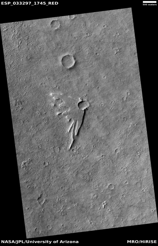 Another image of the unusual crater. Image Credit: NASA/JPL/University of Arizona