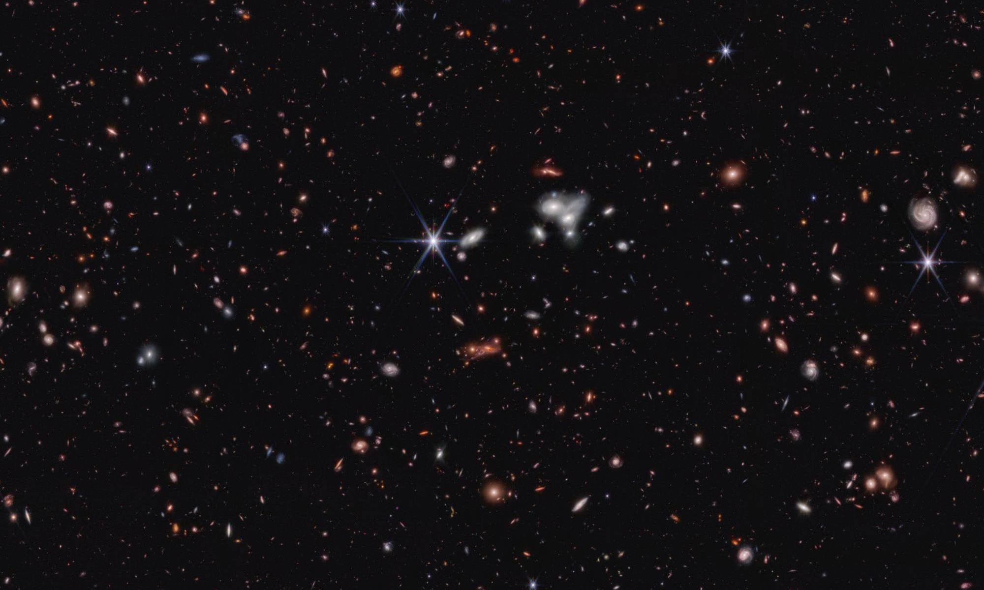 A zoomed-in view of images captured by the James Webb Space Telescope in near-infrared light for the Cosmic Evolution Early Release Science (CEERS) Survey. A galaxy assembling itself JWST found in this view has the most distant supermassive black hole seen to date.Credit: NASA, ESA, CSA, Steve Finkelstein (UT Austin), Micaela Bagley (UT Austin), Rebecca Larson (UT Austin).