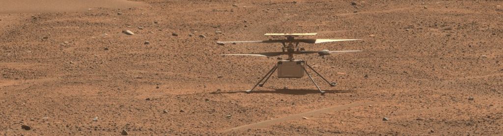 This view of NASA's Ingenuity Mars Helicopter was generated using data collected by the Mastcam-Z instrument aboard the agency's Perseverance Mars rover on Aug. 2, 2023, one day before the rotorcraft's 54th flight. Imagine what it would be like to watch a video of the little helicopter. Credit: NASA/JPL-Caltech/ASU/MSSS