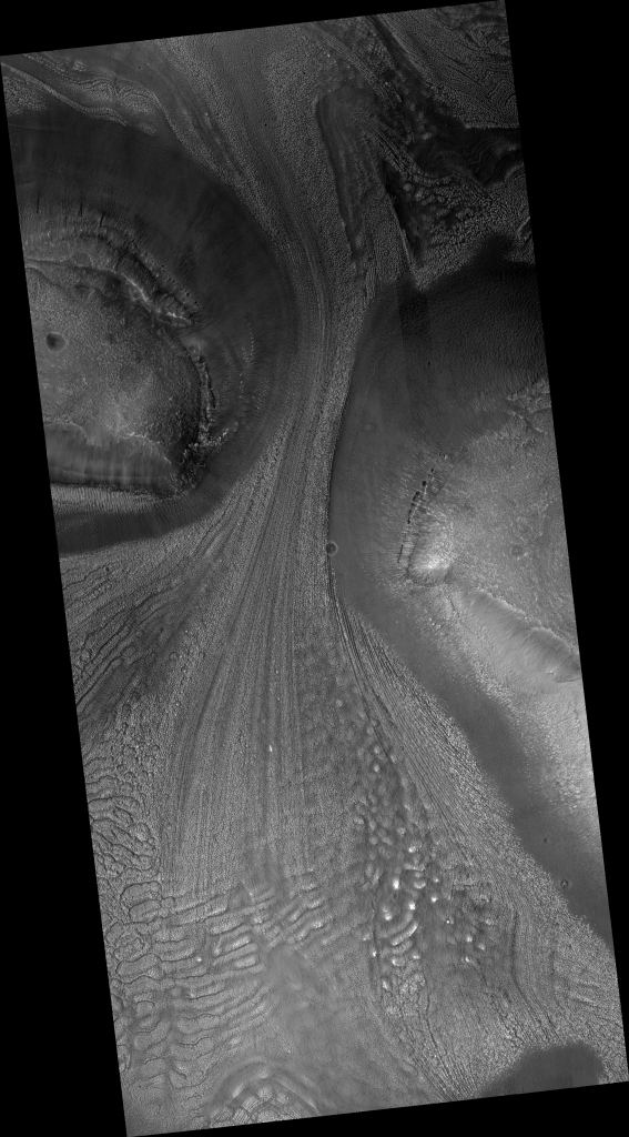 Esto, por supuesto, se parece a los movimientos de un glaciar en el antiguo Marte.