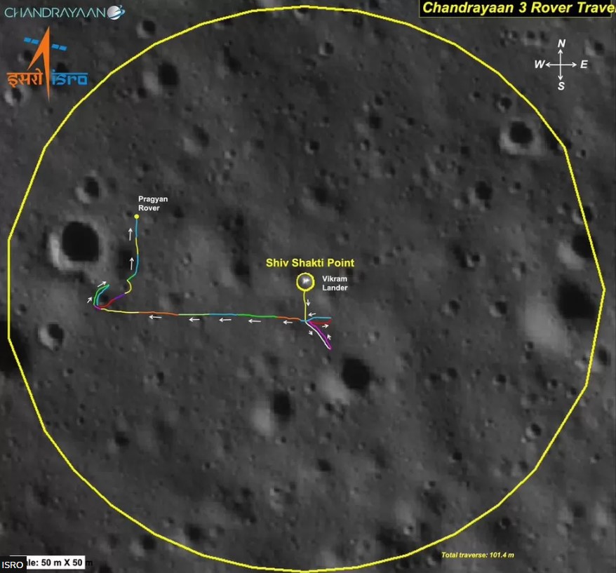 If ISRO's Chandrayaan-3 mission is truly over, it was still a success. It was the first spacecraft to land at the Moon's south pole region. Image Credit: ISRO