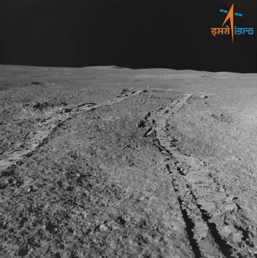 India's Pragyan rover left its mark on the lunar surface. Image Credit: ISRO