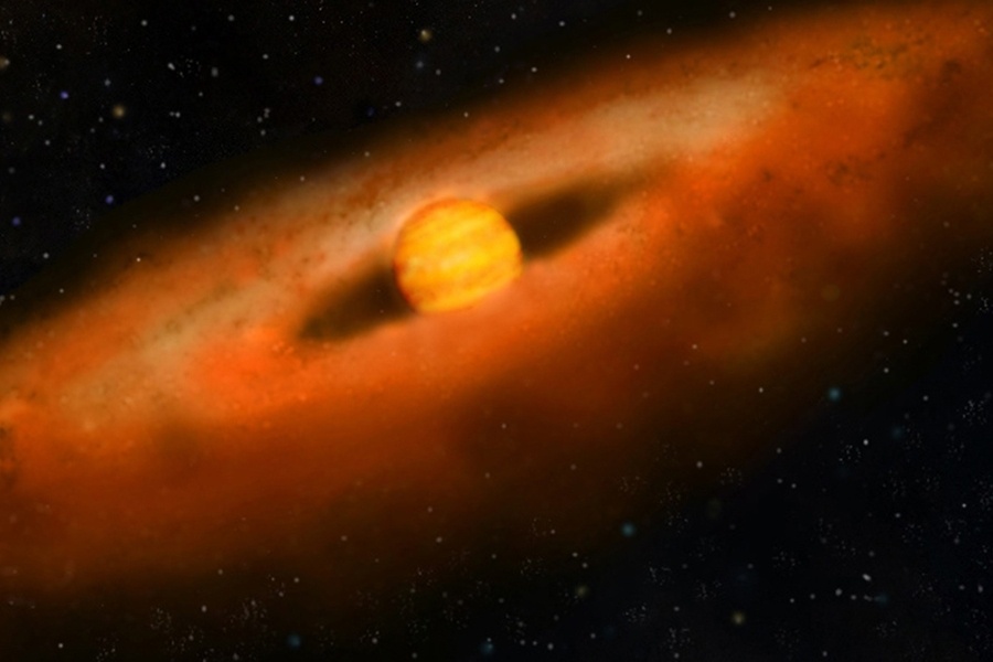In 2020, researchers from MIT and the University of Oklahoma, with help from citizen scientists, spotted a brown dwarf named W1200-7845. It's only about 3.7 million years old and is about 330 light-years away. It appears to have a planet-forming disk, as shown in this illustration. Image Credit: NASA/William Pendrill
