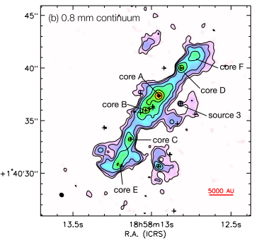 This ALMA (Atacama Large Millimeter/sub-millimeter Array) image of G35 shows how difficult it can be to detect different sources and stellar cores in dense star-forming regions. Image Credit: Zhang et al. 2022.