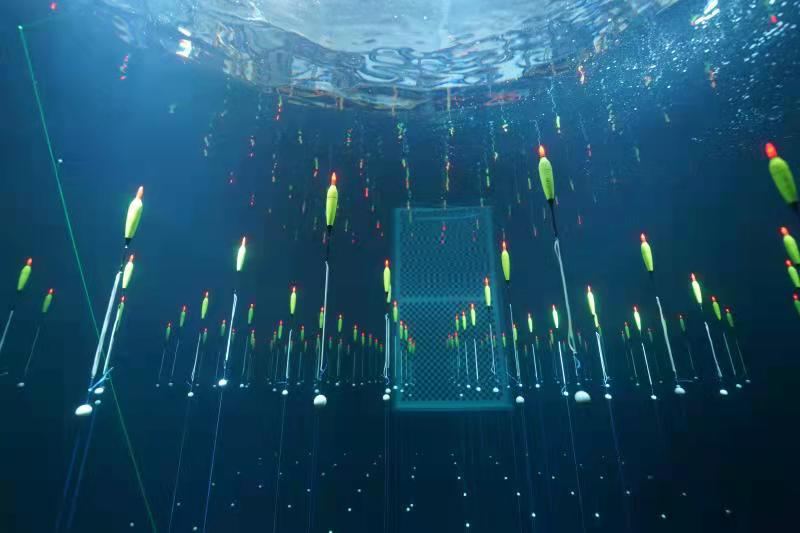 This is a photograph of the underwater TRIDENT experiment simulator built at Shanghai Jiaotong University. Image Credit: TRIDENT