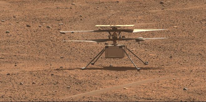 Mars Ingenuity helicopter on the surface of Mars