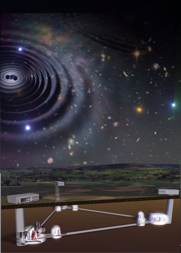 Esta ilustración muestra el Telescopio Einstein bajo el cielo nocturno.  Crédito de la imagen: Telescopio Einstein, R. Williams (STScI), el equipo del Campo Profundo del Hubble y la NASA.