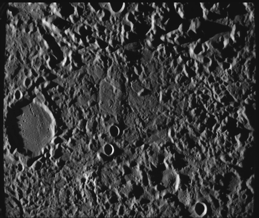 Image showing the chaotic terrain on Mercury on the opposite side of the planet from the Caloris Basin