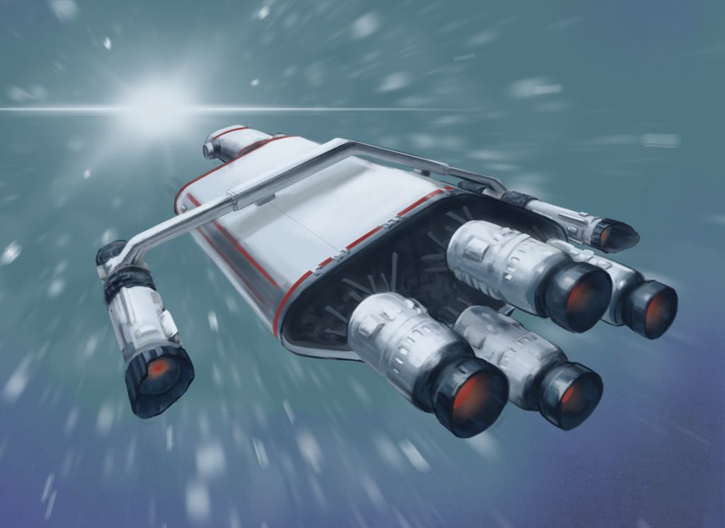 Artist impression of a starship with warp drive (Credit : Alorin)