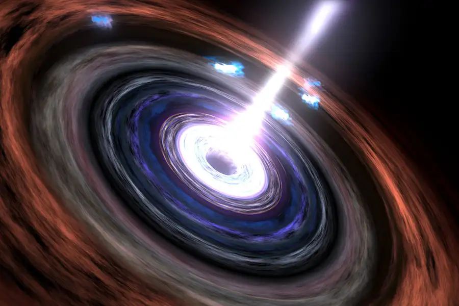 This artist's illustration shows a supermassive black hole and its active galactic nucleus. Image Credit: NASA/Goddard Space Flight Center Conceptual Image Lab