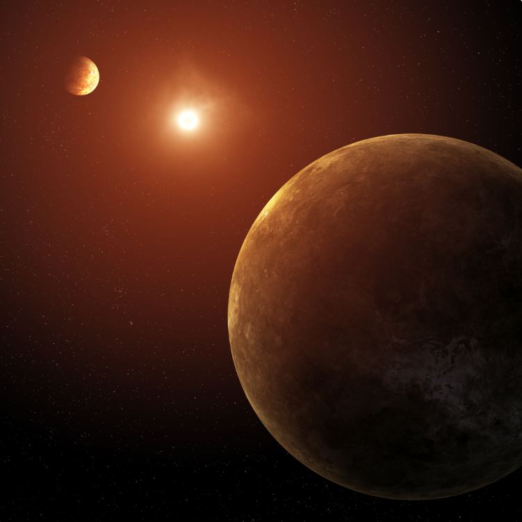 This artist's illustration shows Kepler 385 and two of its planets. Image Credit: Bishop’s University/D. Rutter.