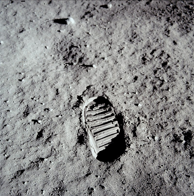 Image showing Buzz Aldrin's footprint in the dusty lunar regolith - Credit NASA