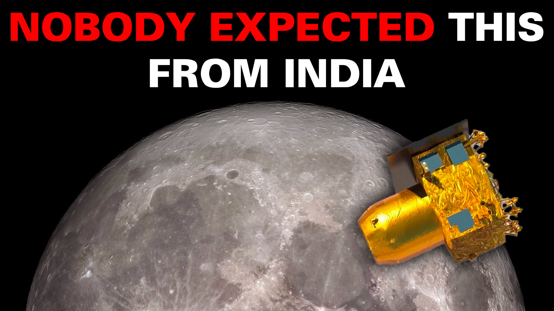 Chandrayaan-3 propulsion module in front of the Moon.