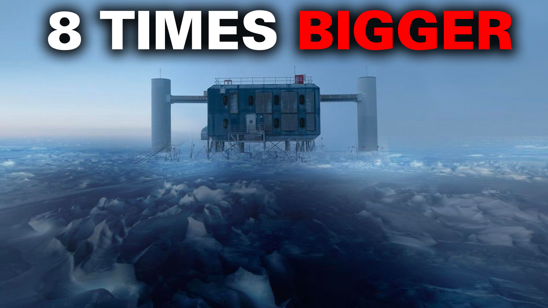 This image shows a visual representation of one of the highest-energy neutrino detections superimposed on a view of the IceCube Lab at the South Pole. Credit: IceCube Collaboration