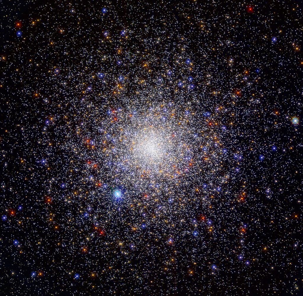 The binary object is in NGC 1851, a densely-packed globular cluster about 40,000 light-years away. By NASA Hubble Space Telescope - Caldwell 73, CC BY 2.0, https://commons.wikimedia.org/w/index.php?curid=97660597