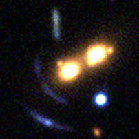 An example of a gravitational lens found in HCS data. Courtesy Space Warps. 
