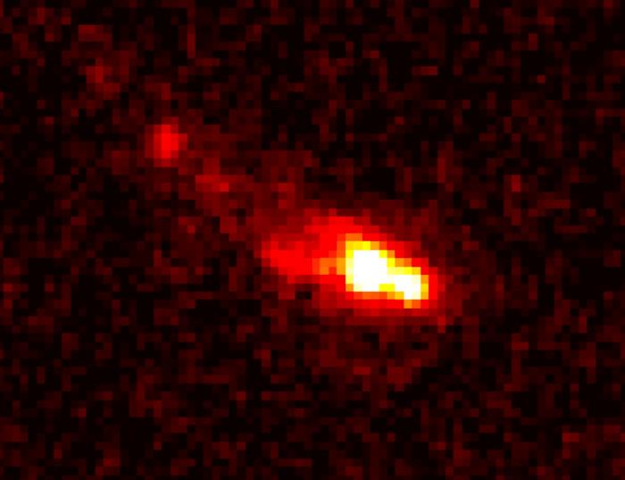 JWST shows details of massive galaxy merger 13 billion years ago. Credit: ASTRO 3D