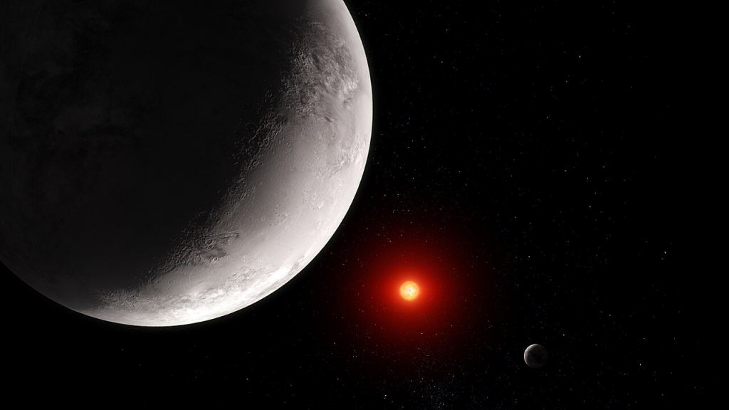This artist's illustration shows what the hot rocky exoplanet TRAPPIST-1 c could look like. Image Credit: By NASA, ESA, CSA, Joseph Olmsted (STScI) - https://webbtelescope.org/contents/media/images/2023/125/01H2TJJF981PWQK9YT0VGH2HPV, Public Domain, https://commons.wikimedia.org/w/index.php?curid=133303919