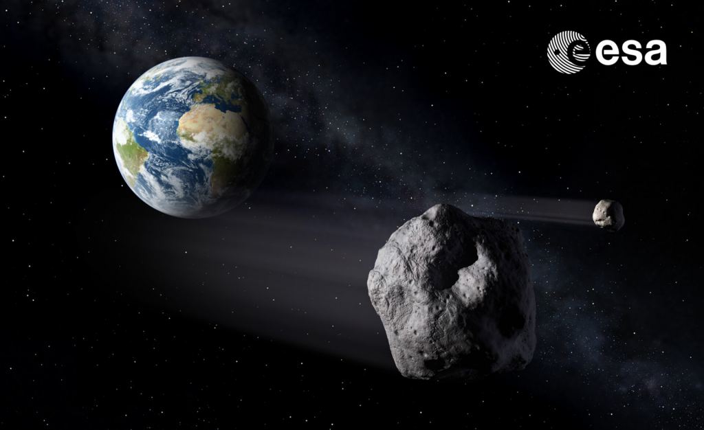 Artist's concept of the path that a space rock can take that might bring it near Earth. Planetary defense facilities around the planet try to track these objects and warn of their close approach whenever possible. Courtesy: ESA - P.Carril.